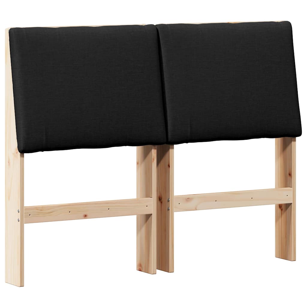 Tapecirani uzglavlje Crna 135 cm Čvrsto borovo drvo
