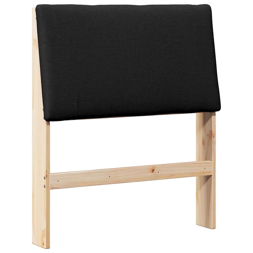 Tapecirani uzglavlje Crna 80 cm Čvrsto borovo drvo