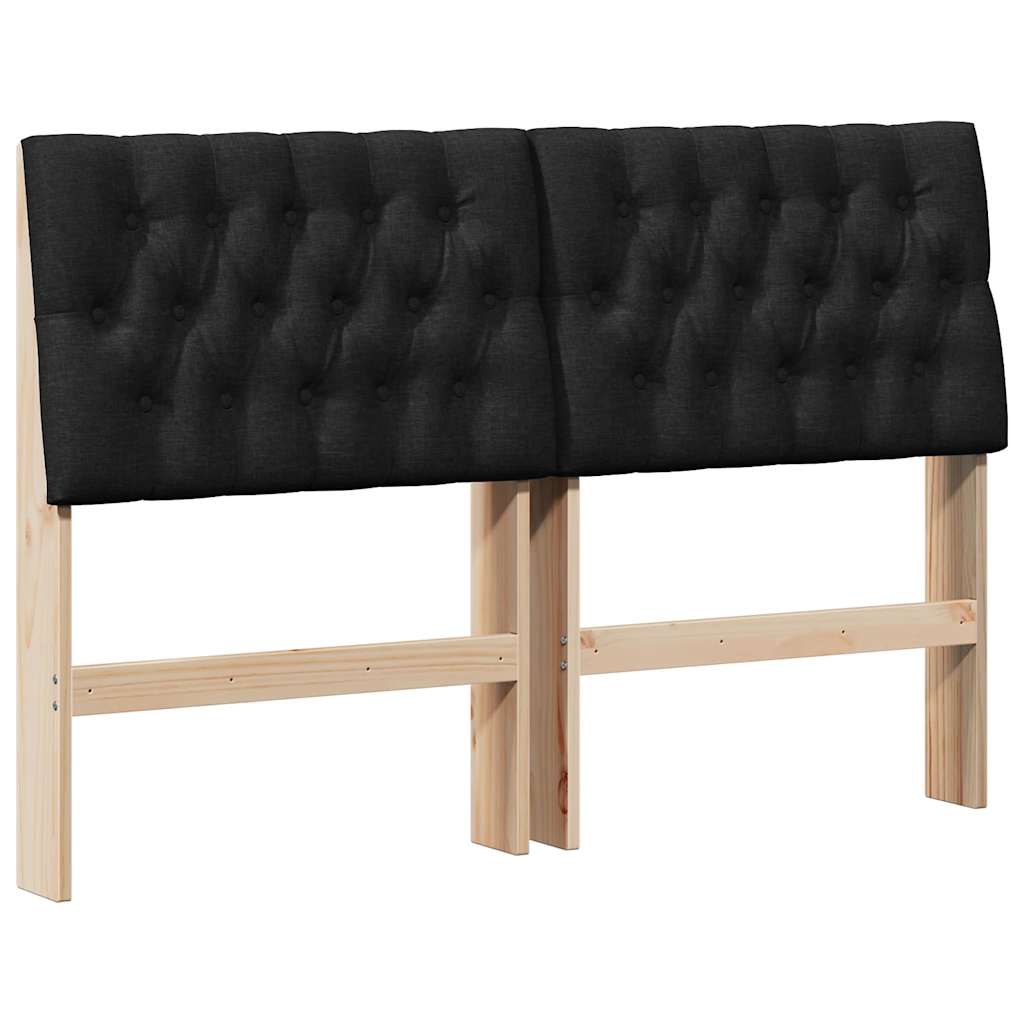 Tapecirani uzglavlje Crna 135 cm Čvrsto borovo drvo
