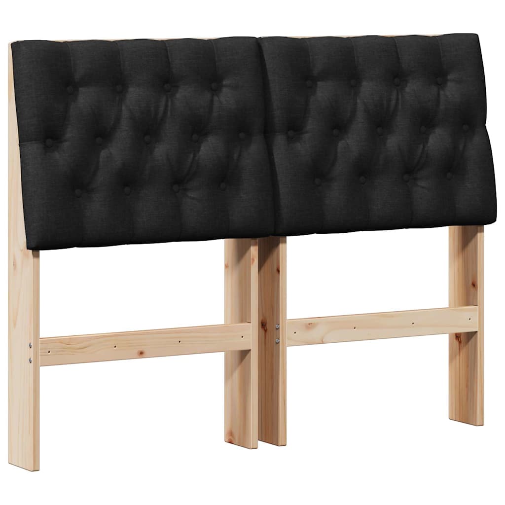 Tapecirani uzglavlje Crna 120 cm Čvrsto borovo drvo