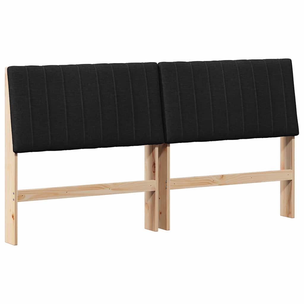 Tapecirani uzglavlje Crna 180 cm Čvrsto borovo drvo