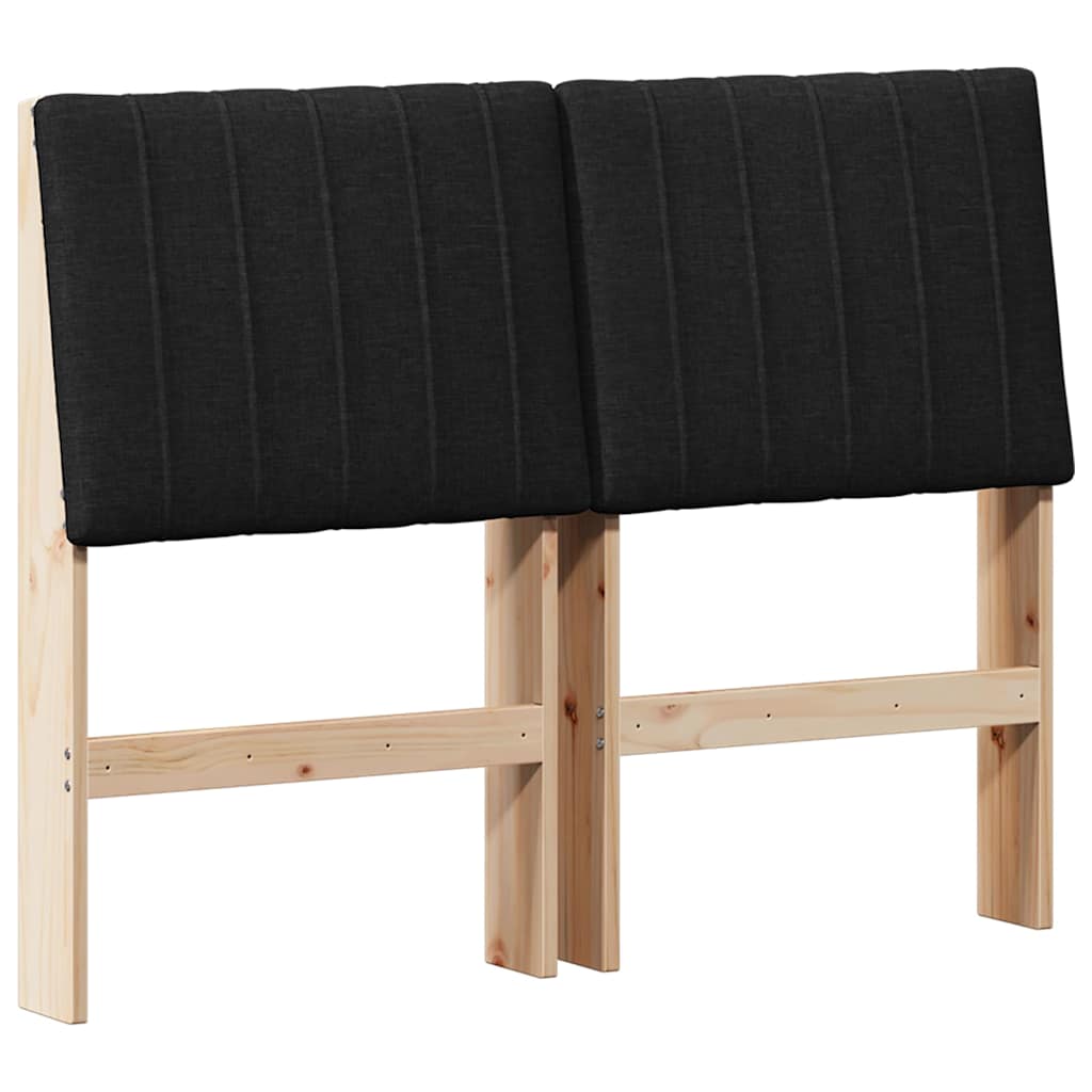 Tapecirani uzglavlje Crna 120 cm Čvrsto borovo drvo