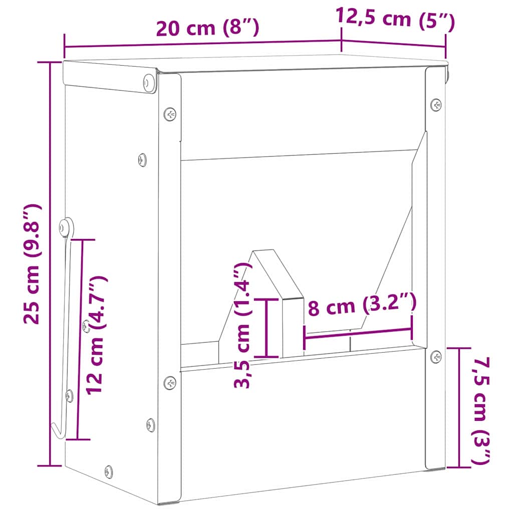 Hranilica za zečeve Crna 20 x 12,5 x 25 cm Hladno valjani čelik