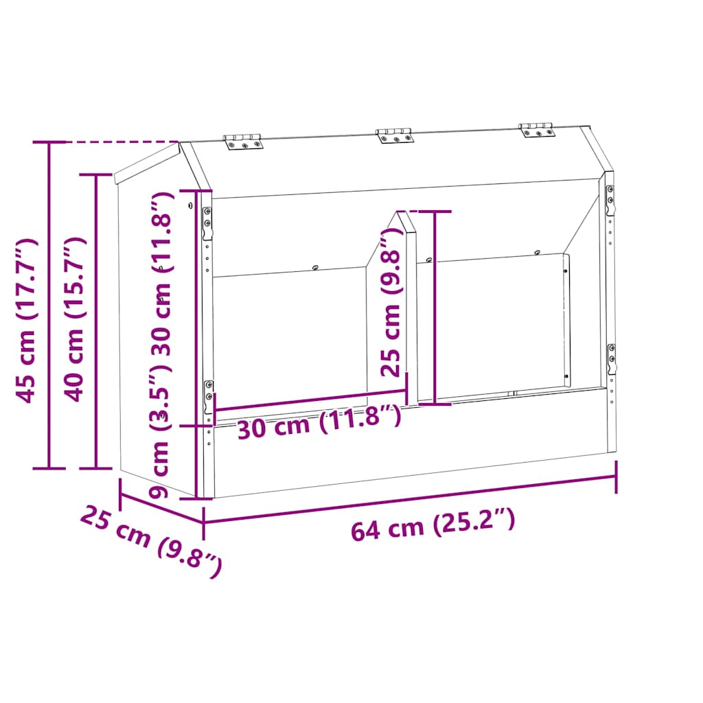 Hranilica za zečeve Maslinasto zelena 64.5 x 25.5 x 45.5 cm