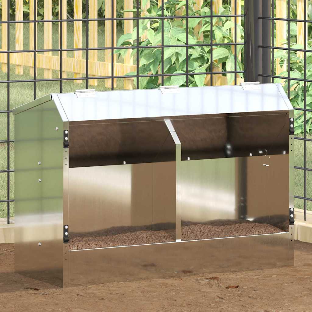 Hranilica za zečeve Srebrno 64.5 x 25.5 x 45.5 cm Cinkani čelik