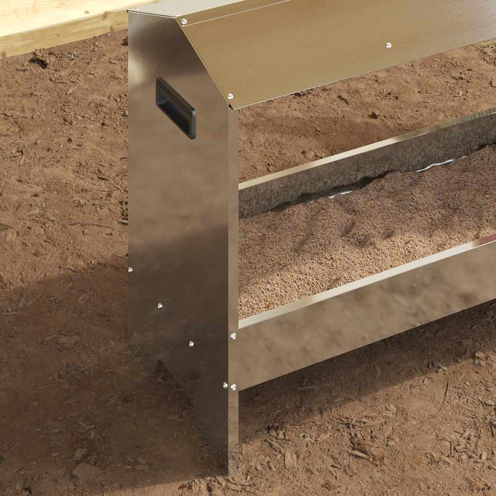 Hranilica za kokoške Srebrno 81 x 32 x 53,5 cm Cinkani čelik