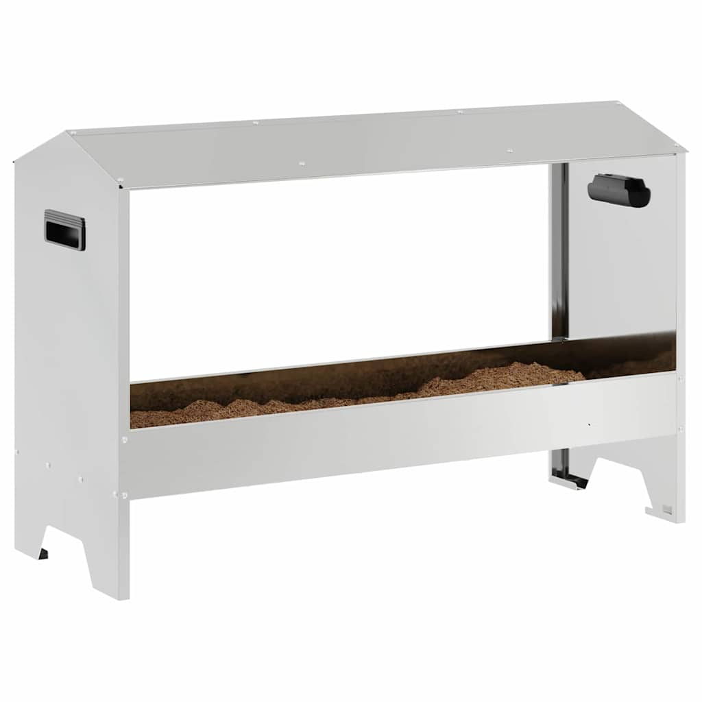 Hranilica za kokoške Srebrno 81 x 32 x 53,5 cm Cinkani čelik