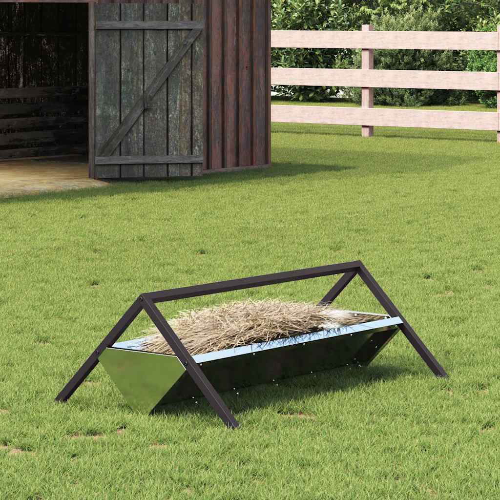 Hranilica za stoku Srebrno 111 x 76 x 38 cm Cinkani čelik