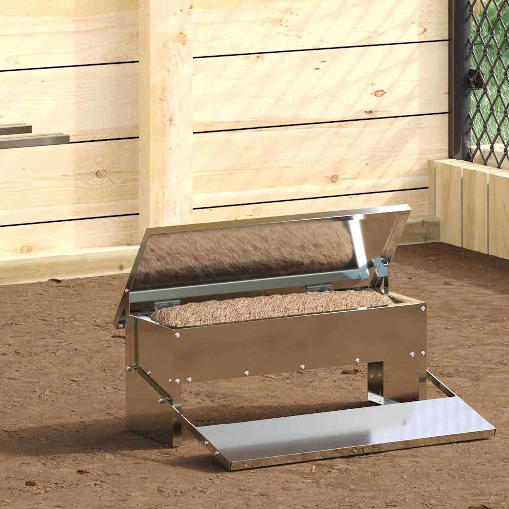 Feeder s nogom za piliće Srebrno 48,5 x 39,5 x 19 cm