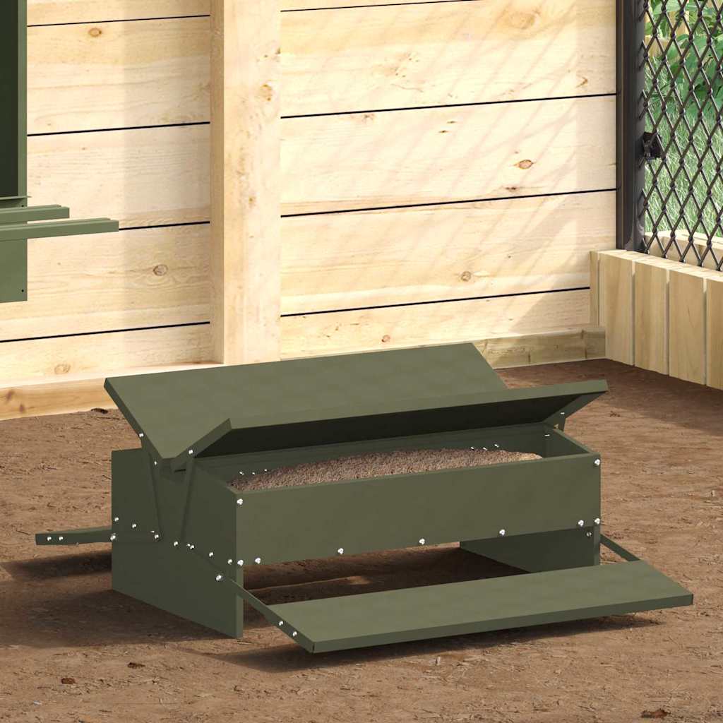 Feeder s nogom za piliće Maslinasto zelena 75 x 53 x 20,5 cm