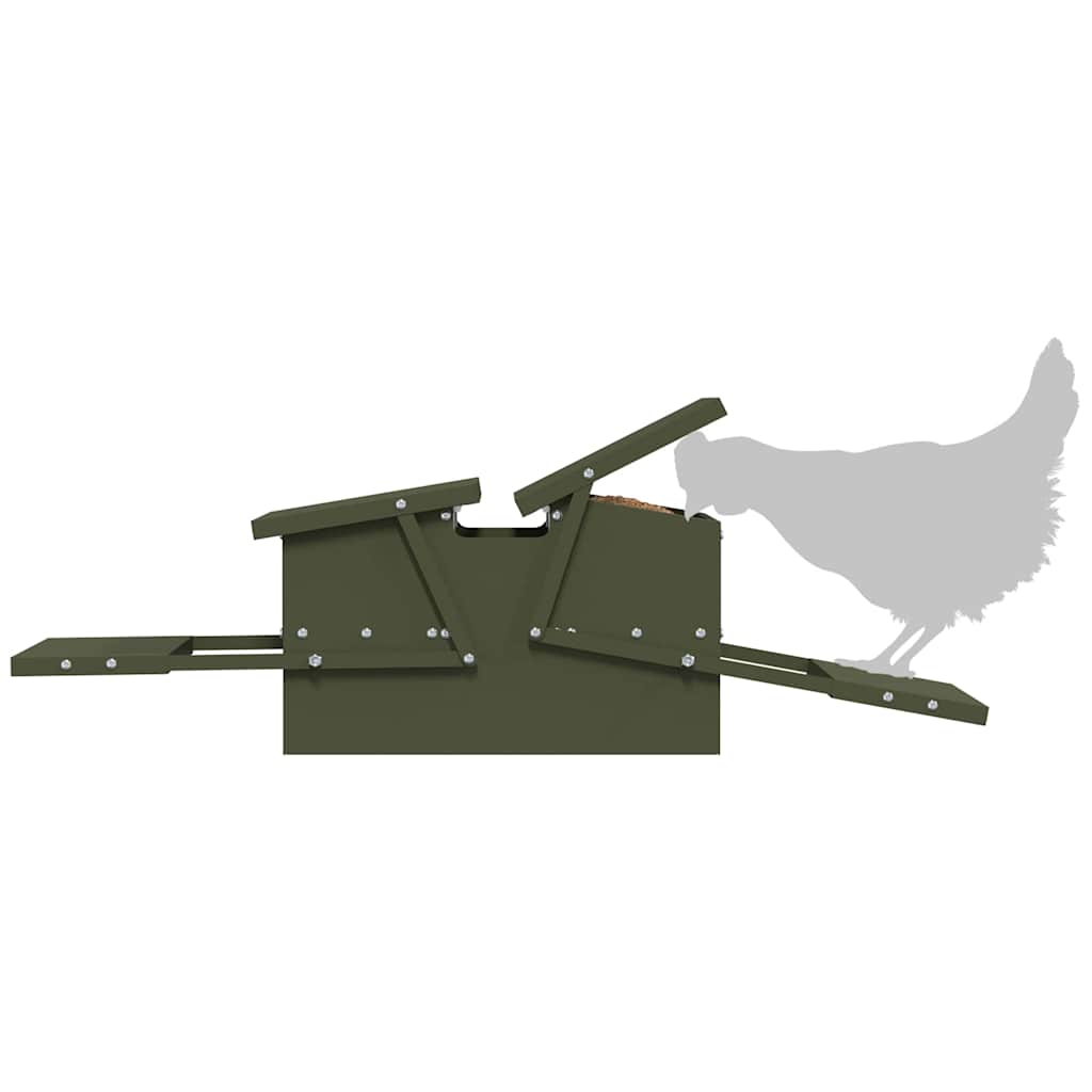 Feeder s nogom za piliće Maslinasto zelena 75 x 53 x 20,5 cm