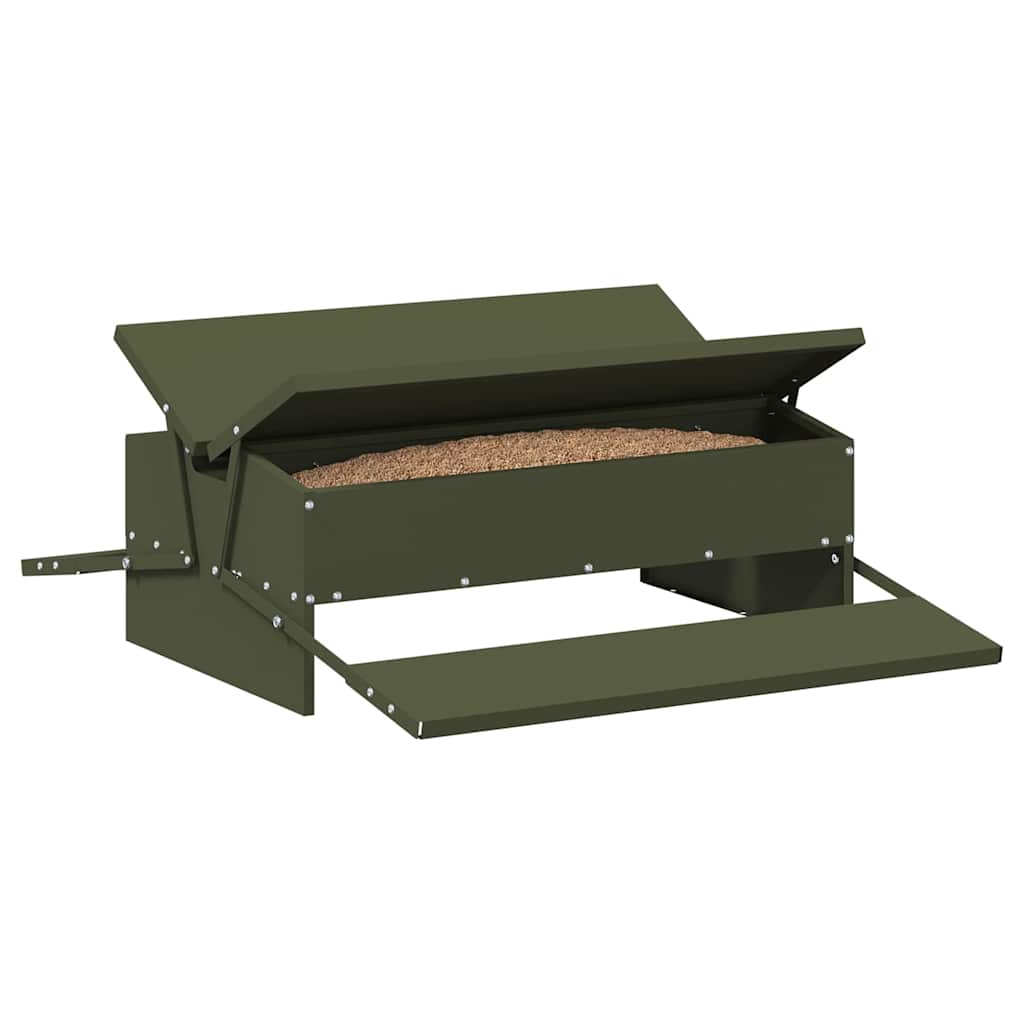 Feeder s nogom za piliće Maslinasto zelena 75 x 53 x 20,5 cm