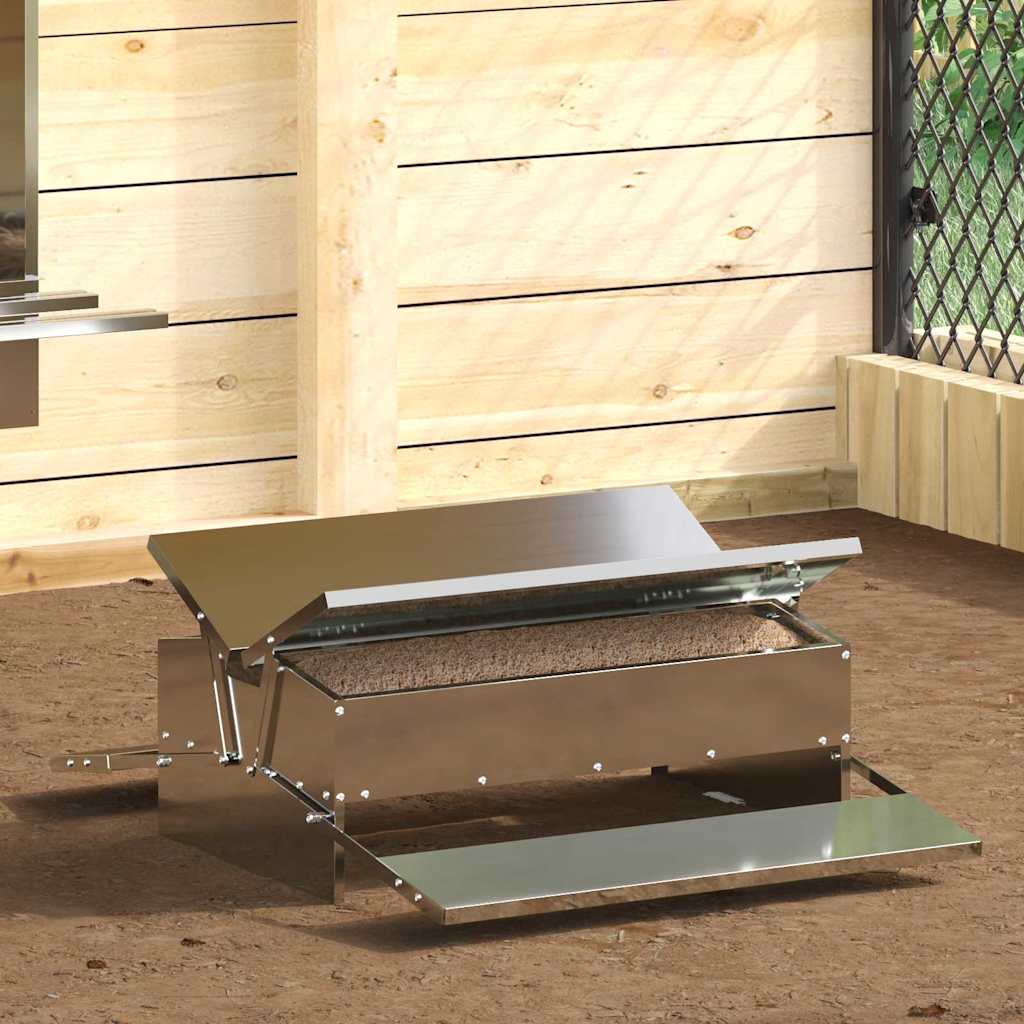 Feeder s nogom za piliće Srebrno 75 x 53 x 20,5 cm
