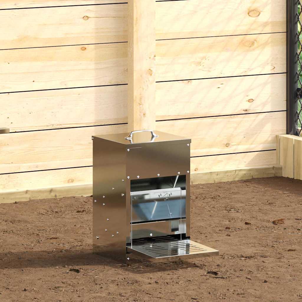Feeder s nogom za piliće Srebrno 25 x 42 x 40 cm Cinkani čelik