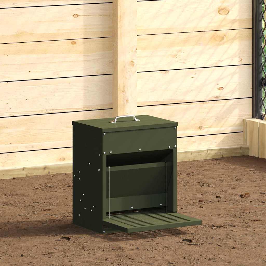 Feeder s nogom za piliće Maslinasto zelena 33 x 42 x 40 cm