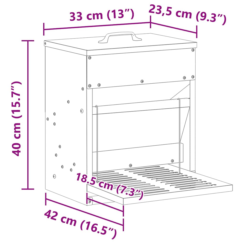 Feeder s nogom za piliće Maslinasto zelena 33 x 42 x 40 cm