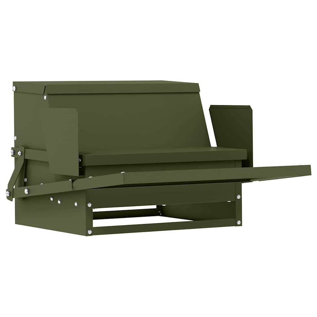 Feeder s nogom za piliće Maslinasto zelena 50 x 40 x 29 cm
