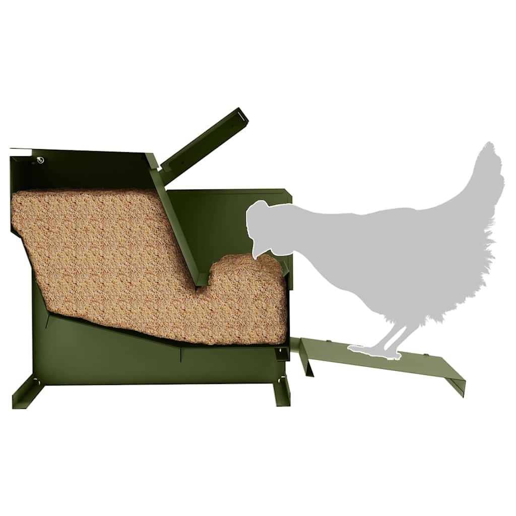 Feeder s nogom za piliće Maslinasto zelena 50 x 40 x 29 cm