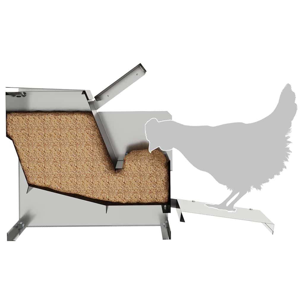 Feeder s nogom za piliće Srebrno 50 x 40 x 29 cm Cinkani čelik
