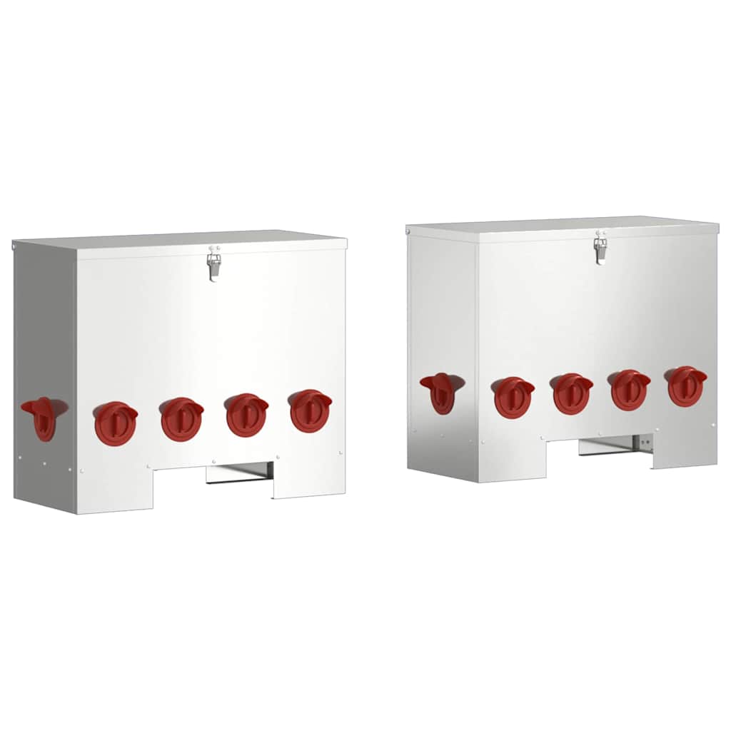 Hranilica za piliće 2 pcs Srebrno 60,5 x 29 x 51 cm