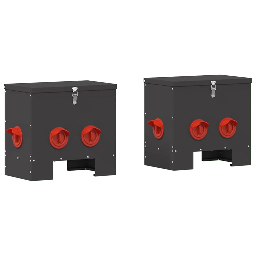 Hranilica za piliće 2 pcs Crna 40,5 x 25 x 38 cm