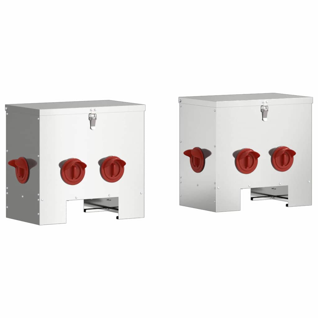 Hranilica za piliće 2 pcs Srebrno 40,5 x 25 x 38 cm