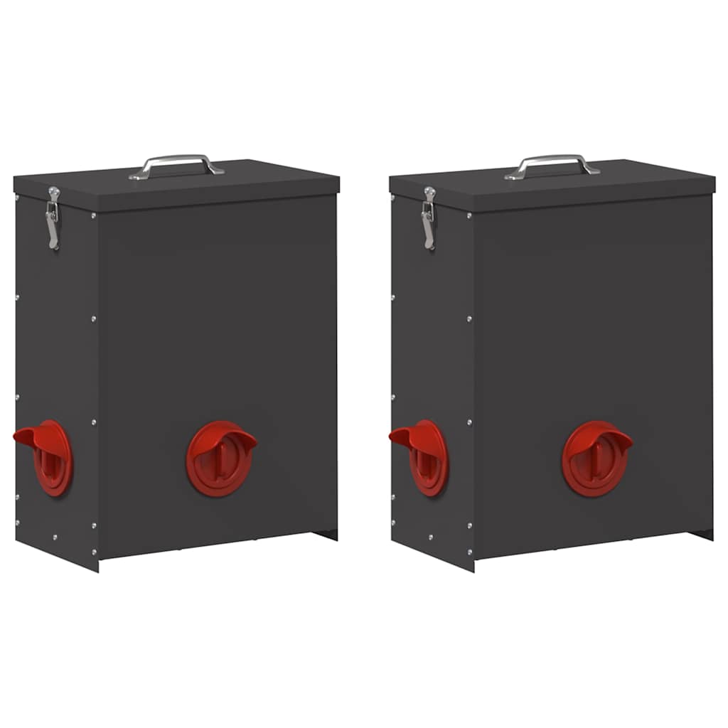 Hranilica za piliće 2 pcs Crna 32,5 x 20,5 x 43 cm