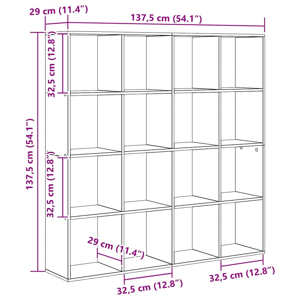 Ormarić za knjige Crni hrast 137,5 x 29 x 137,5 cm