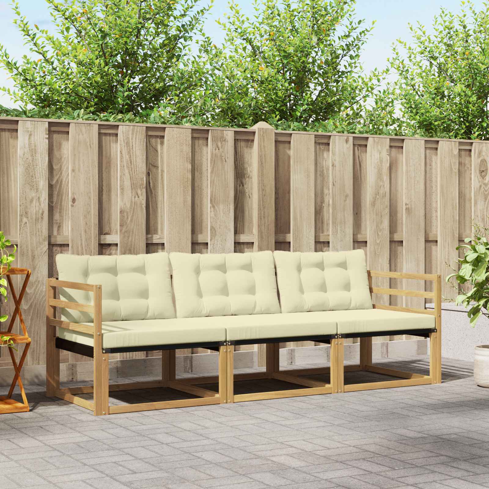 Set vanjskih sofa s jastukom 3 pcs Bijela i krem