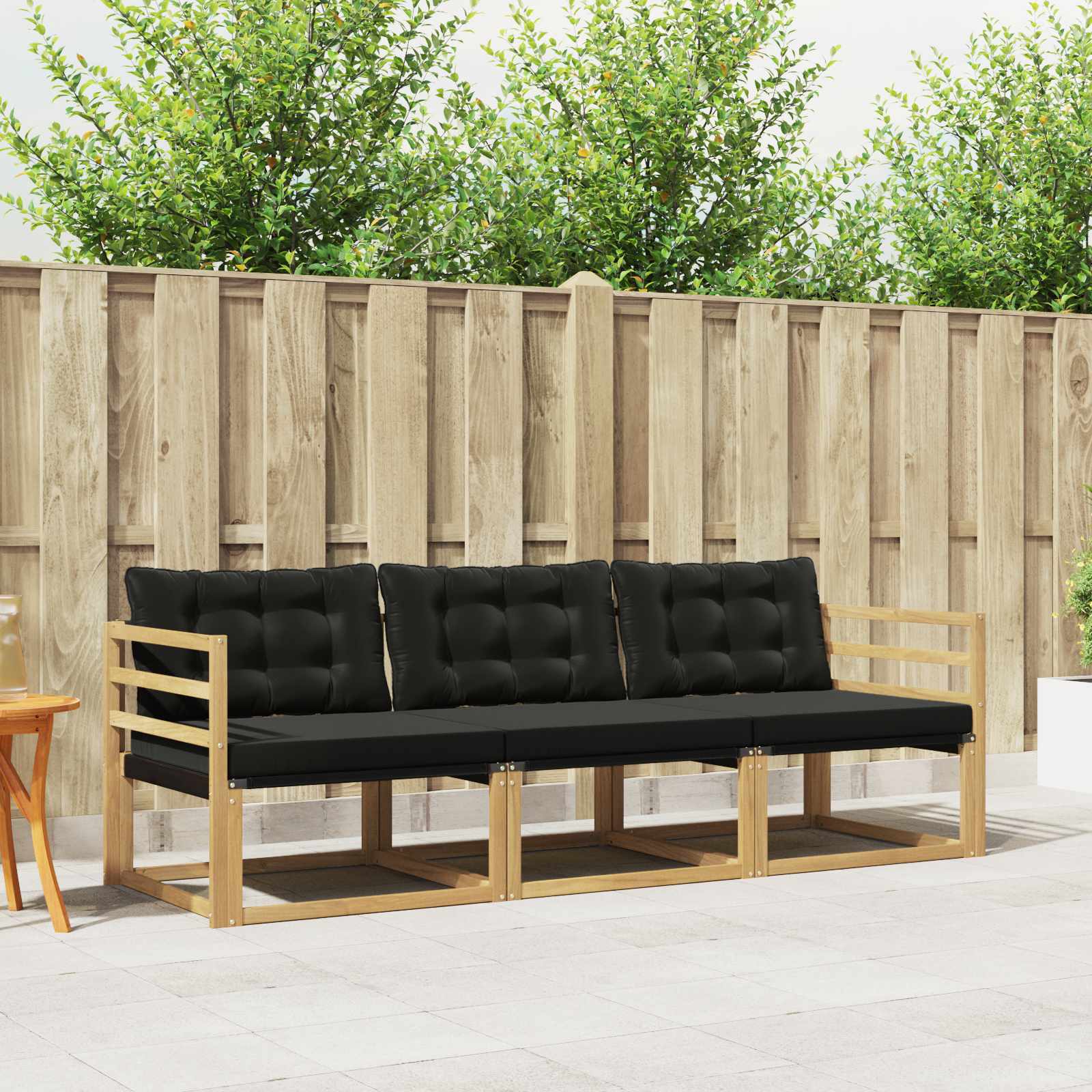 Set vanjskih sofa s jastukom 3 pcs Bijela i crna
