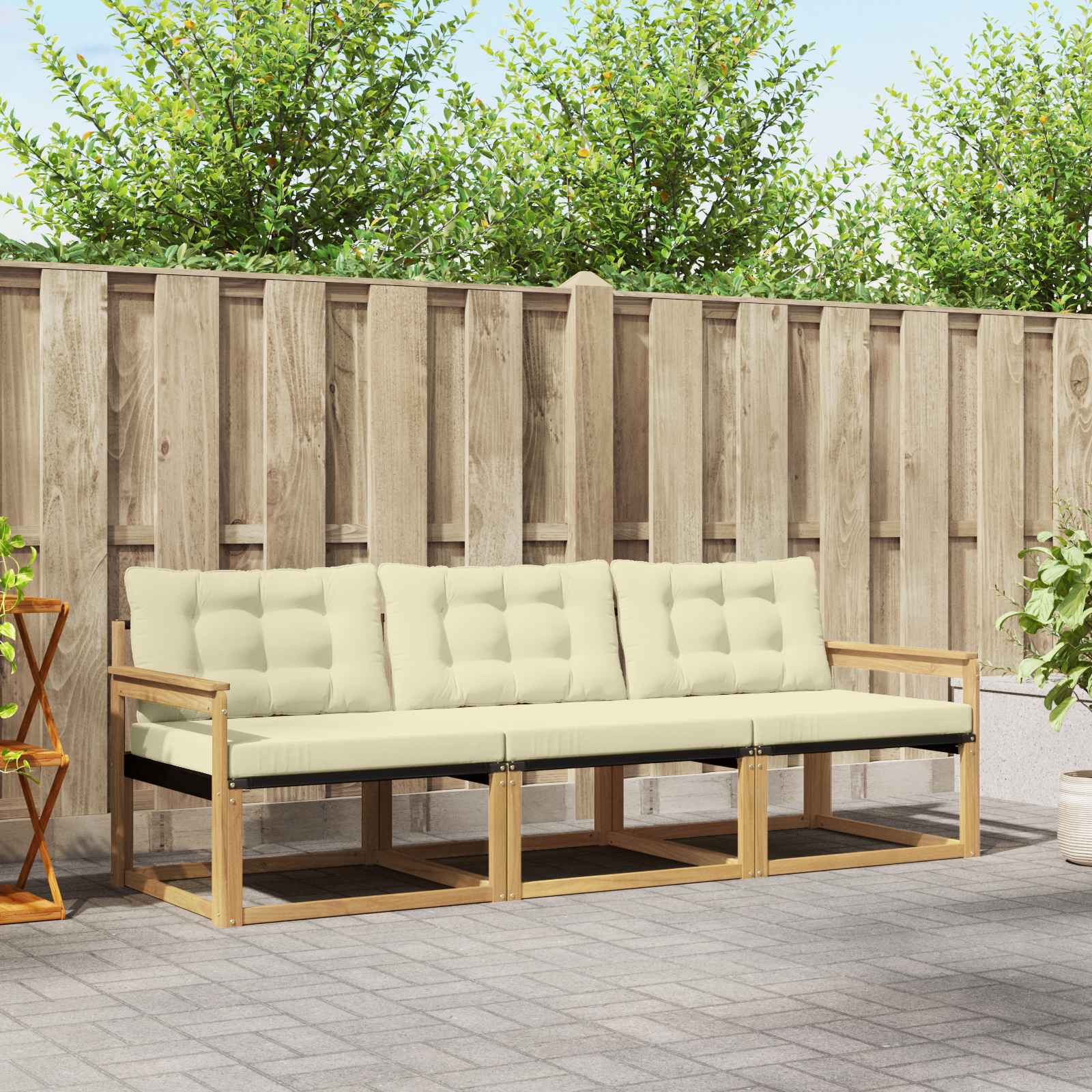 Set vanjskih sofa s jastukom 3 pcs Bijela i krem