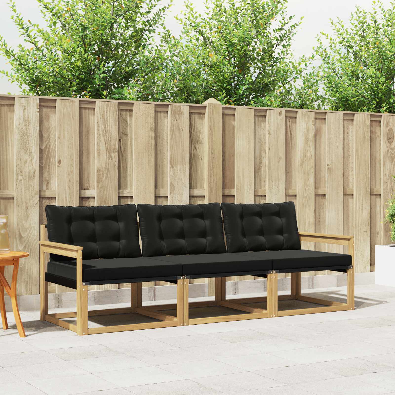 Set vanjskih sofa s jastukom 3 pcs Bijela i crna