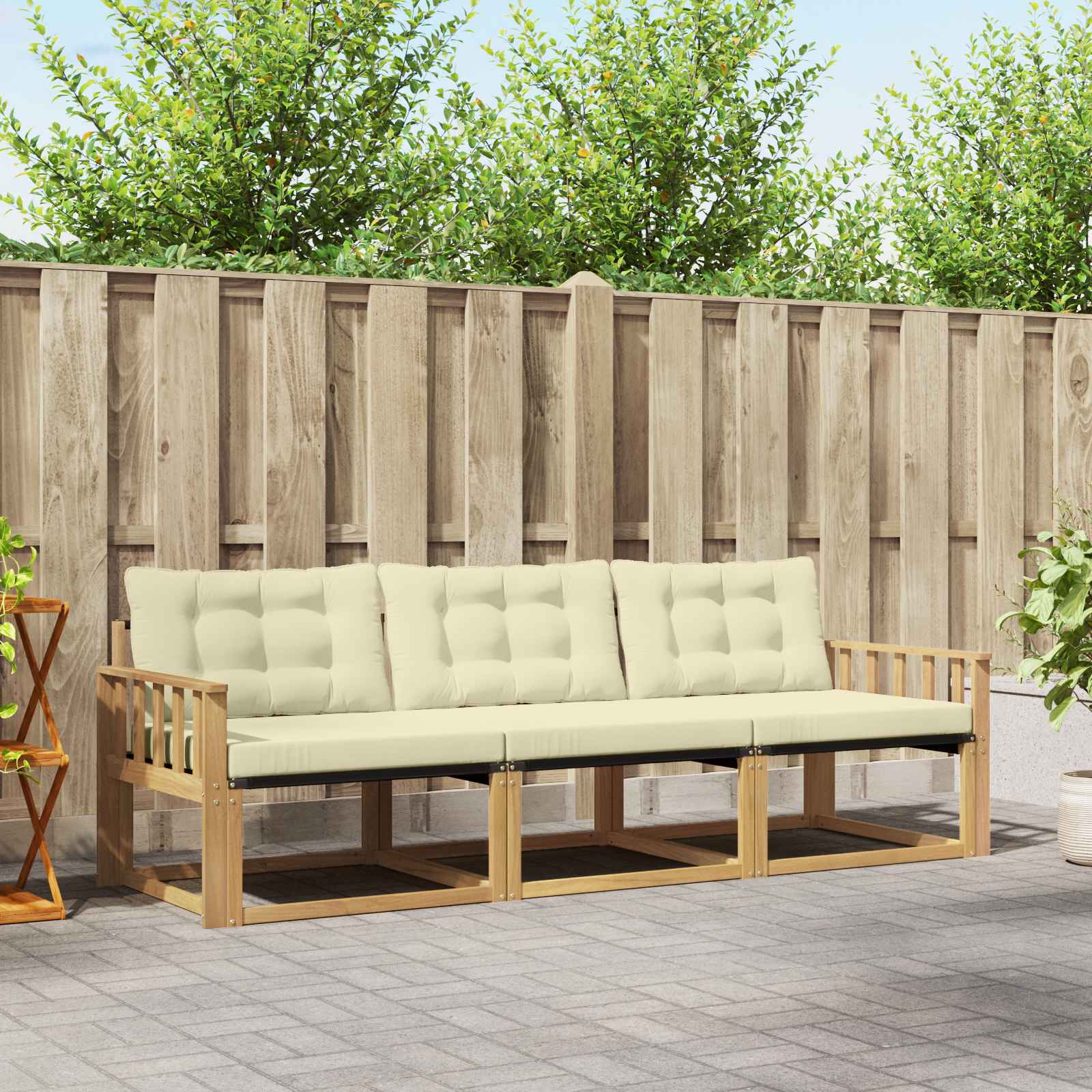 Set vanjskih sofa s jastukom 3 pcs Bijela i krem