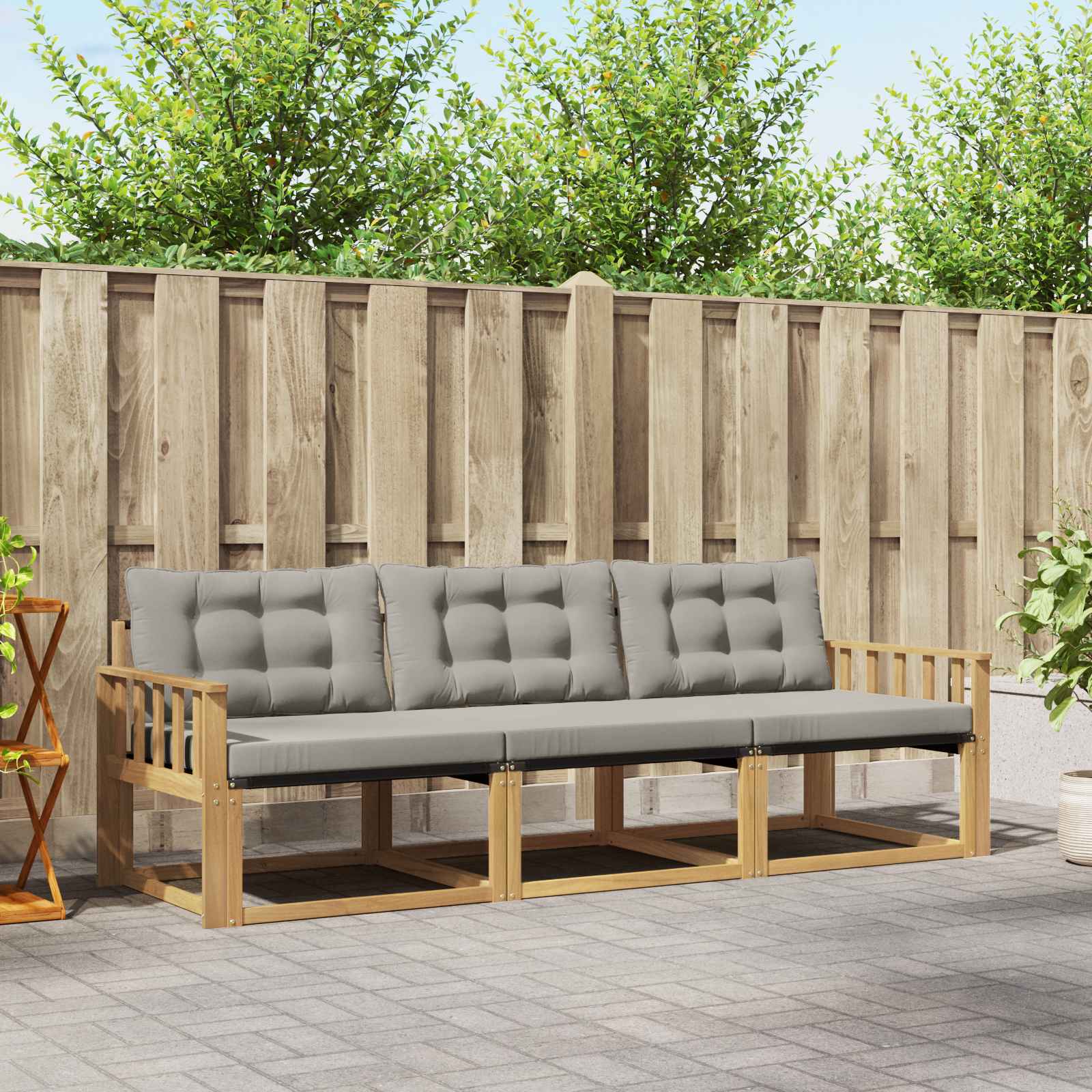 Set vanjskih sofa s jastukom 3 pcs Bijela i svjetlosiva