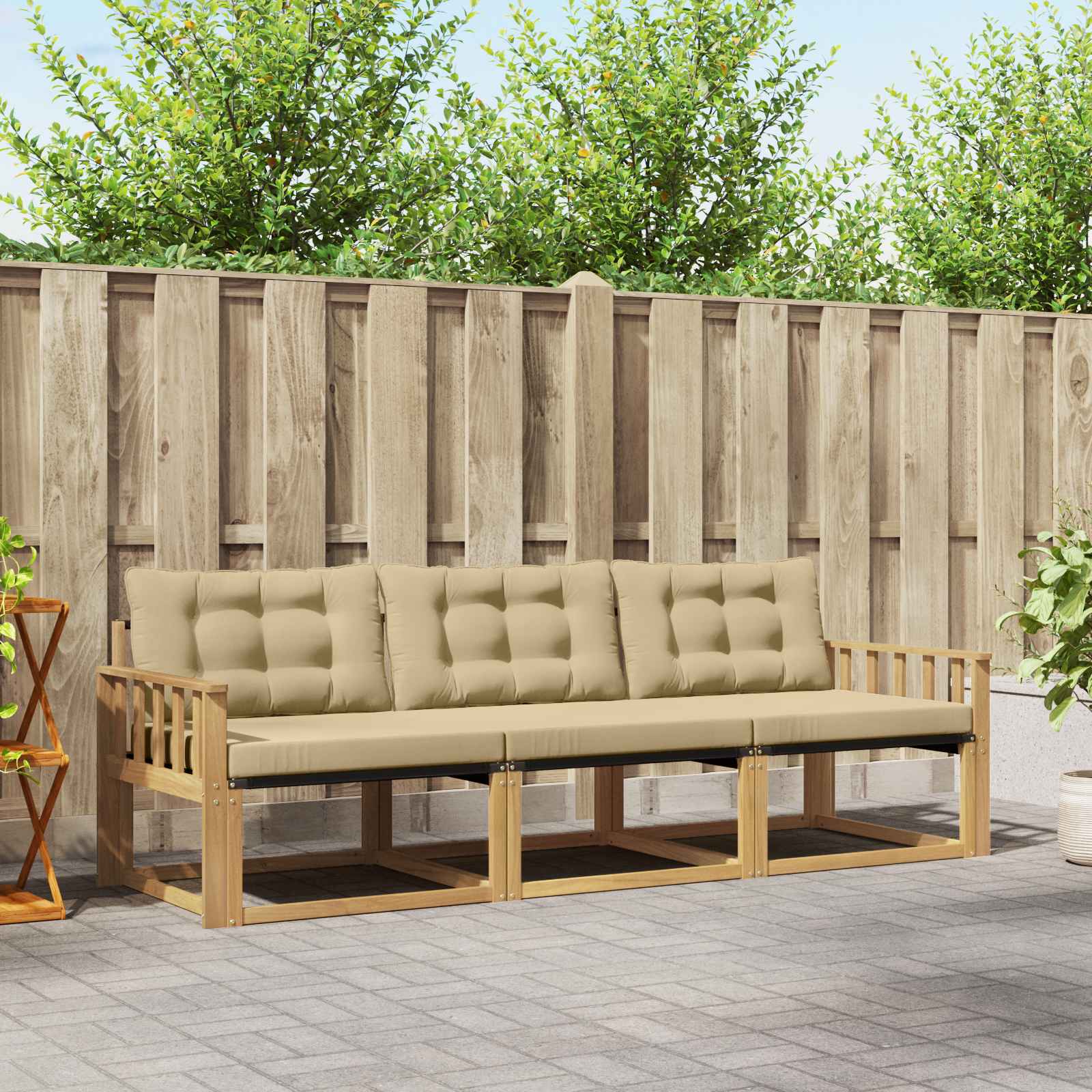 Set vanjskih sofa s jastukom 3 pcs Bijela i bež