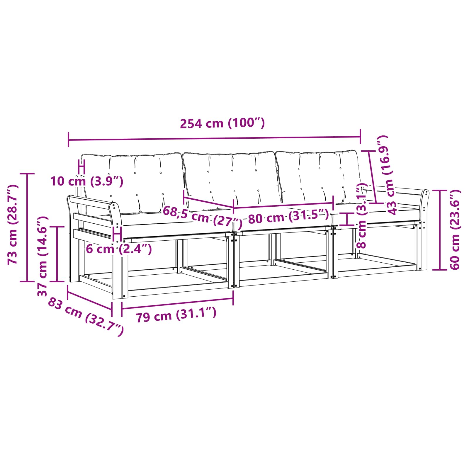 Set vanjskih sofa s jastukom 3 pcs Bijela i svjetlosiva