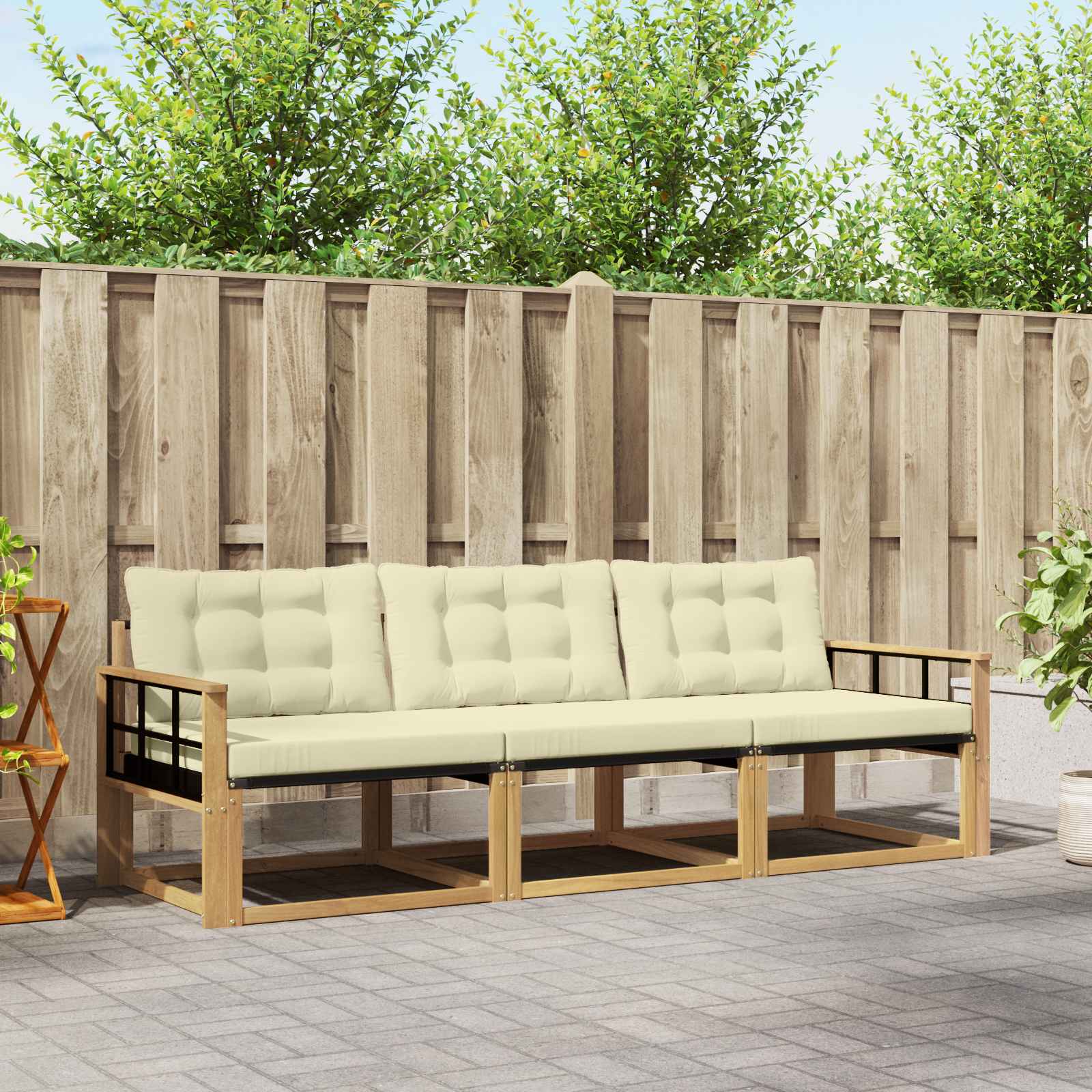 Set vanjskih sofa s jastukom 3 pcs Bijela i krem