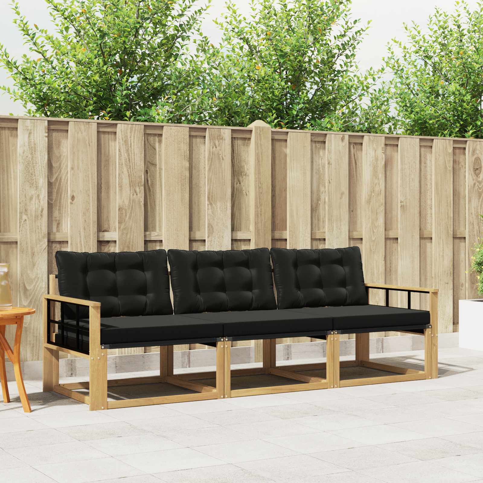 Set vanjskih sofa s jastukom 3 pcs Bijela i crna