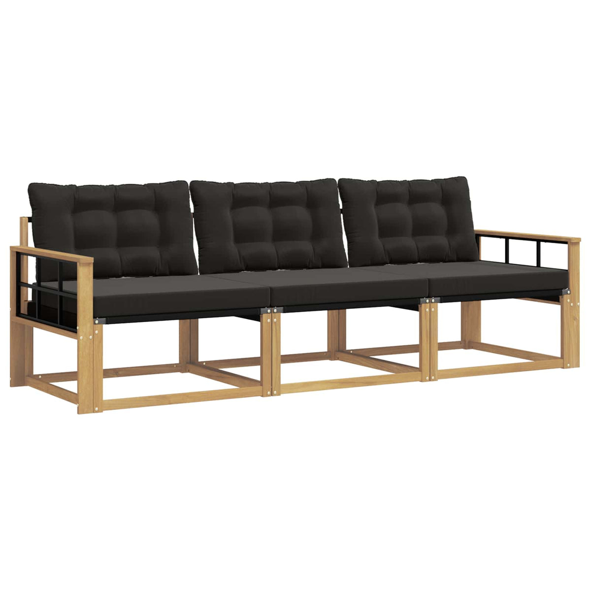 Set vanjskih sofa s jastukom 3 pcs Bijela i crna