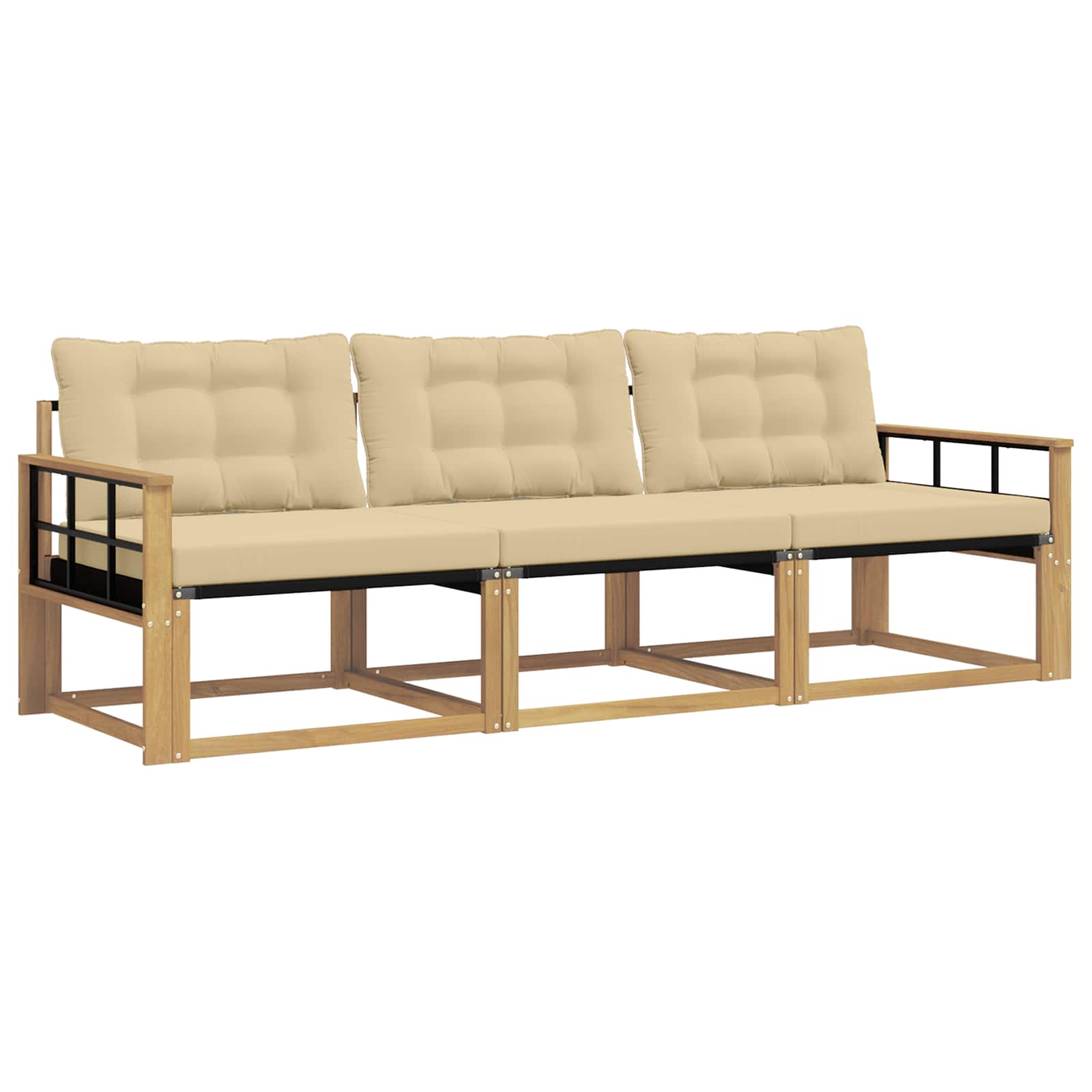 Set vanjskih sofa s jastukom 3 pcs Bijela i bež