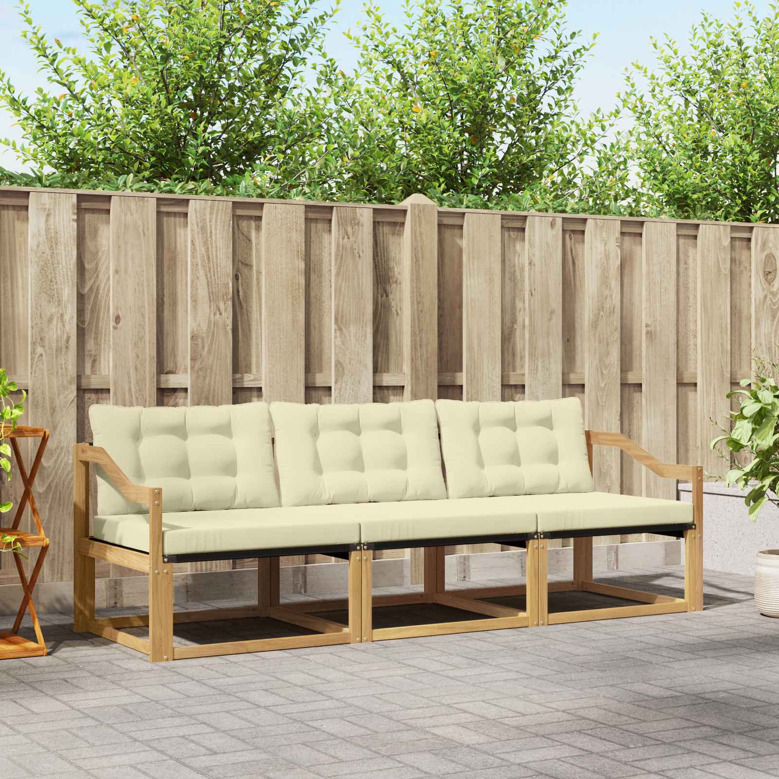 Set vanjskih sofa s jastukom 3 pcs Bijela i krem