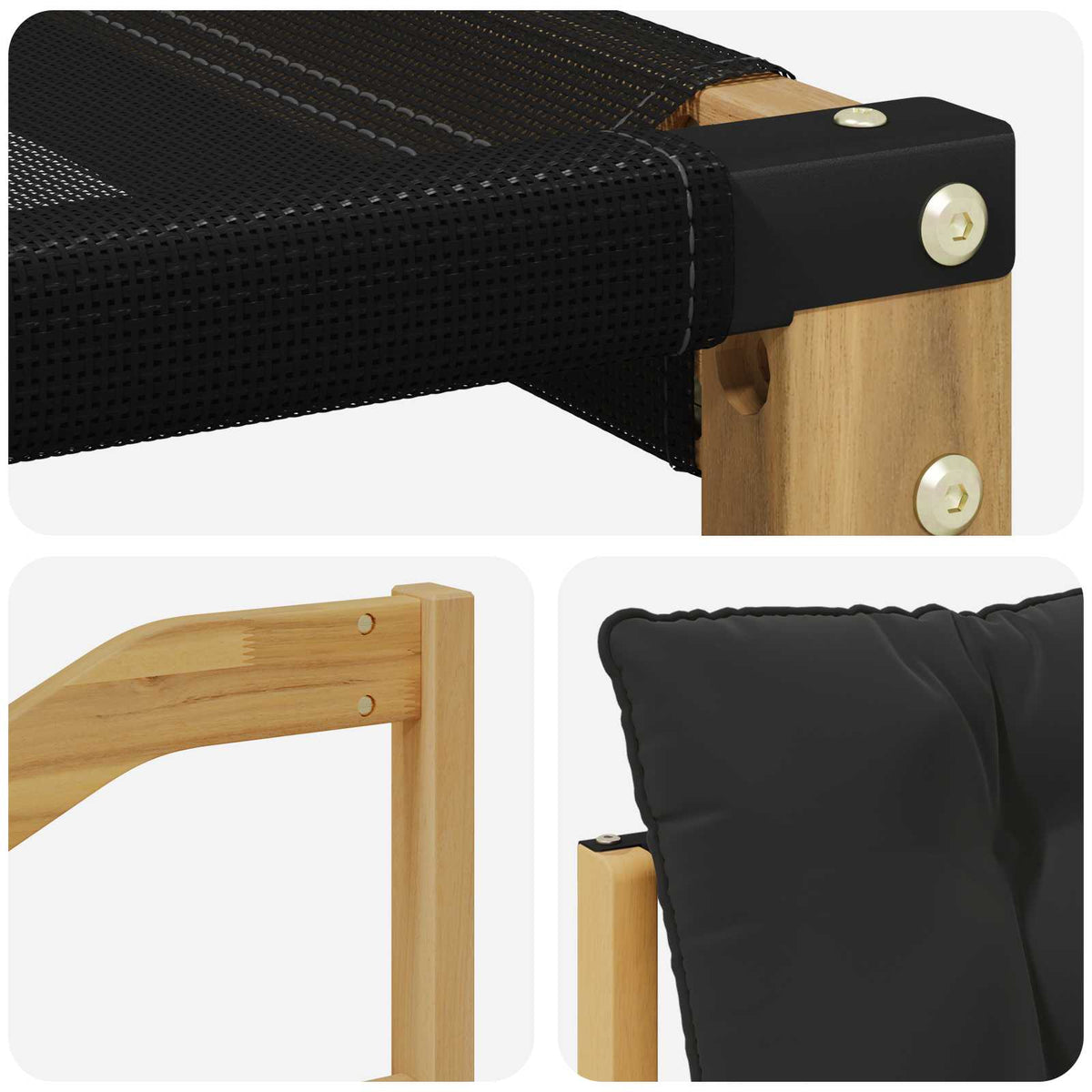 Set vanjskih sofa s jastukom 3 pcs Bijela i crna