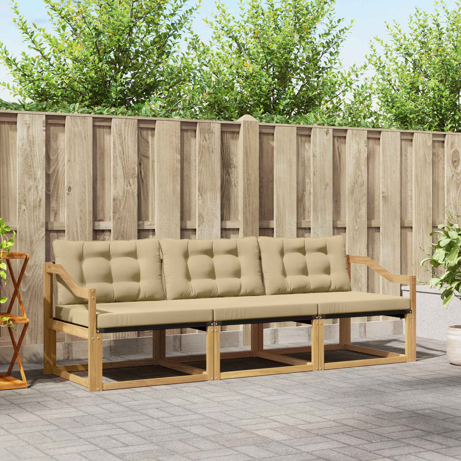Set vanjskih sofa s jastukom 3 pcs Bijela i bež