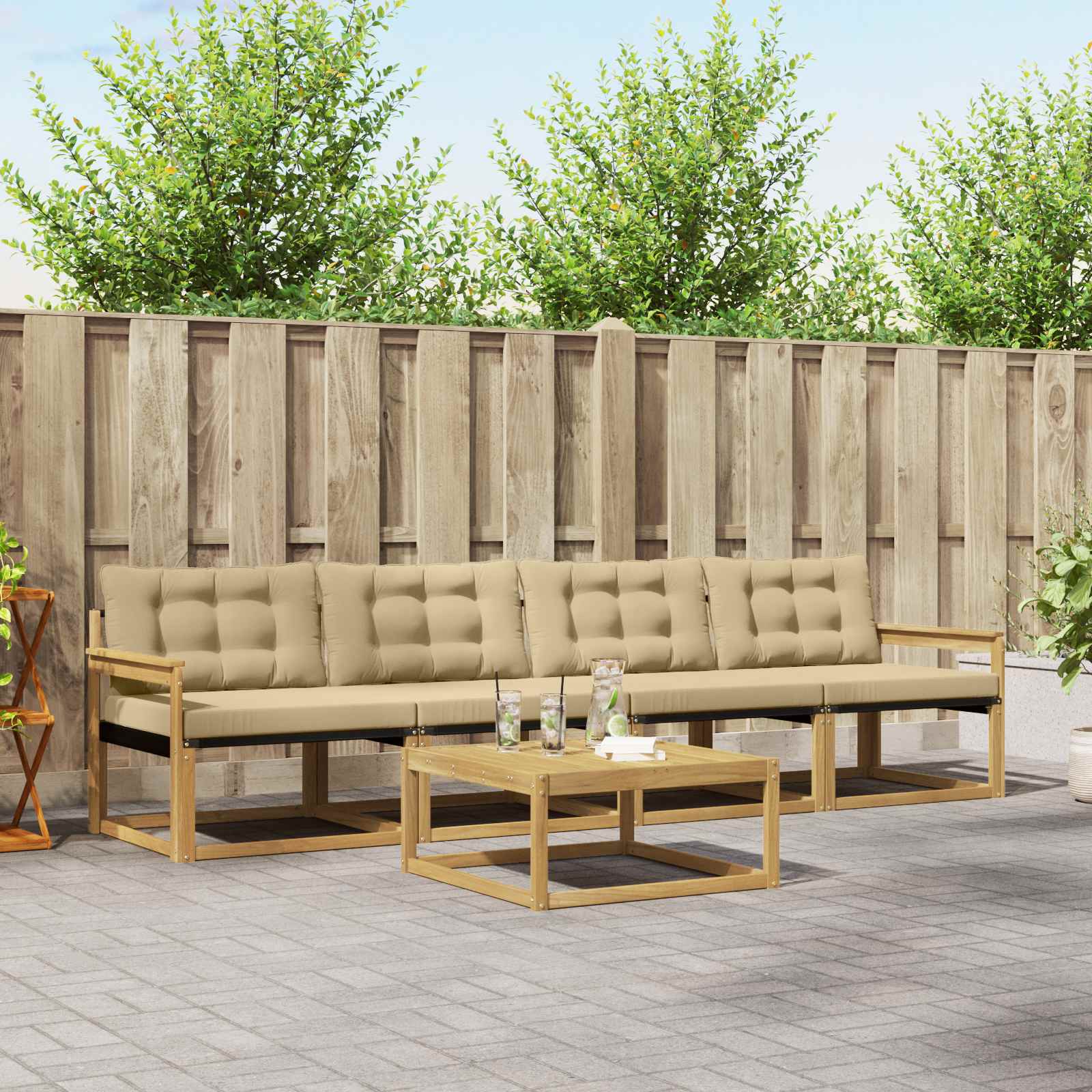 Set vanjskih sofa 5 pcs Bijela i bež 79 x 79 x 37 cm