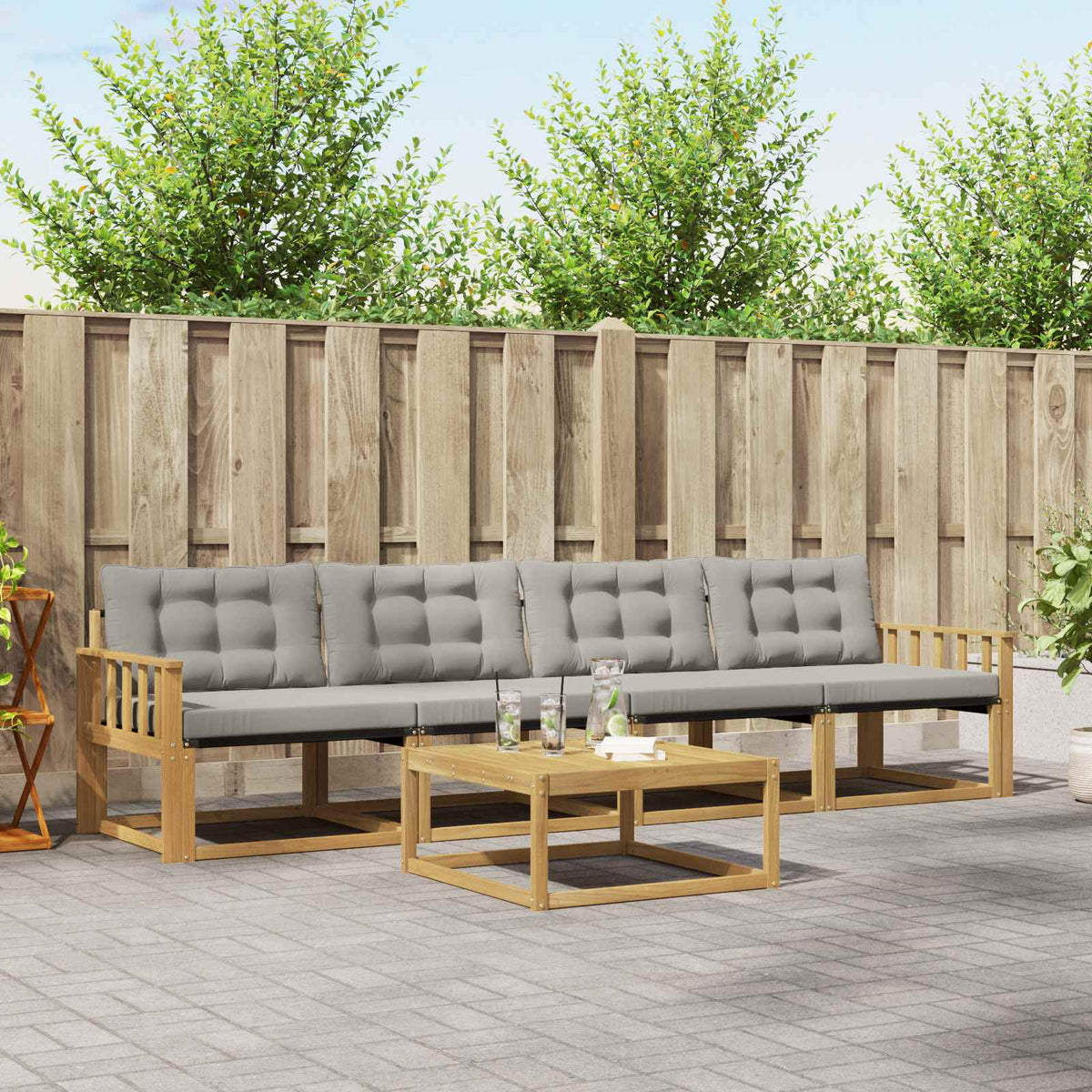 Set vanjskih sofa 5 kom. Bijela i svjetlosiva