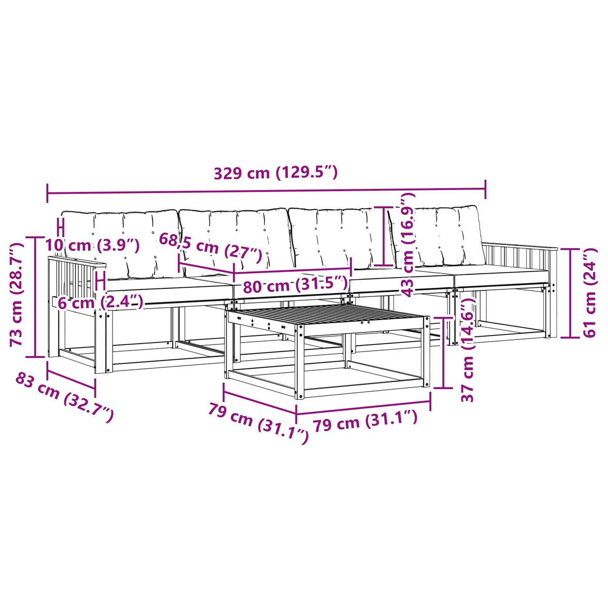 Set vanjskih sofa 5 kom. Bijela i svjetlosiva