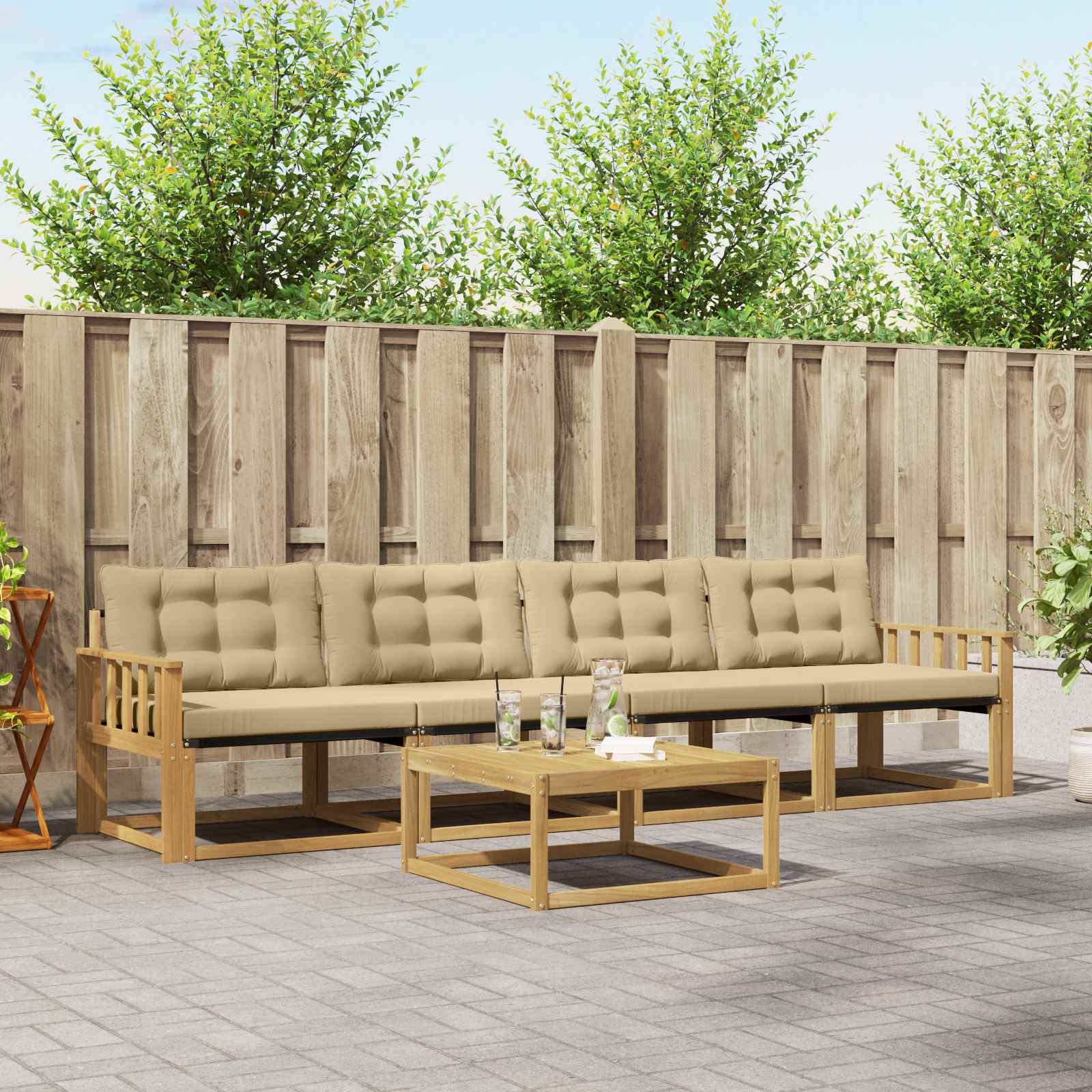 Set vanjskih sofa 5 pcs Bijela i bež 79 x 79 x 37 cm