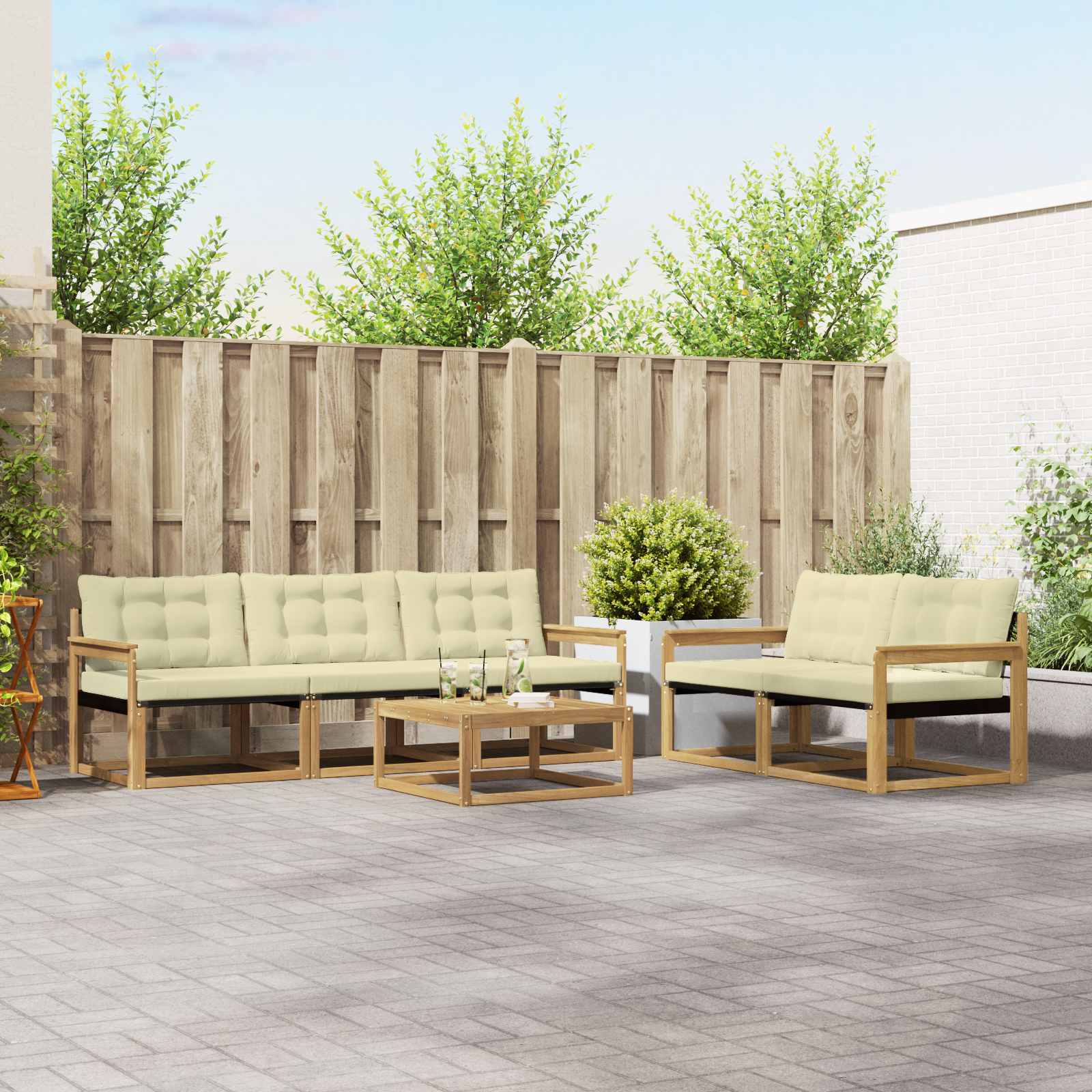 Set vanjskih sofa 6 pcs Bijela i krem 79 x 79 x 37 cm