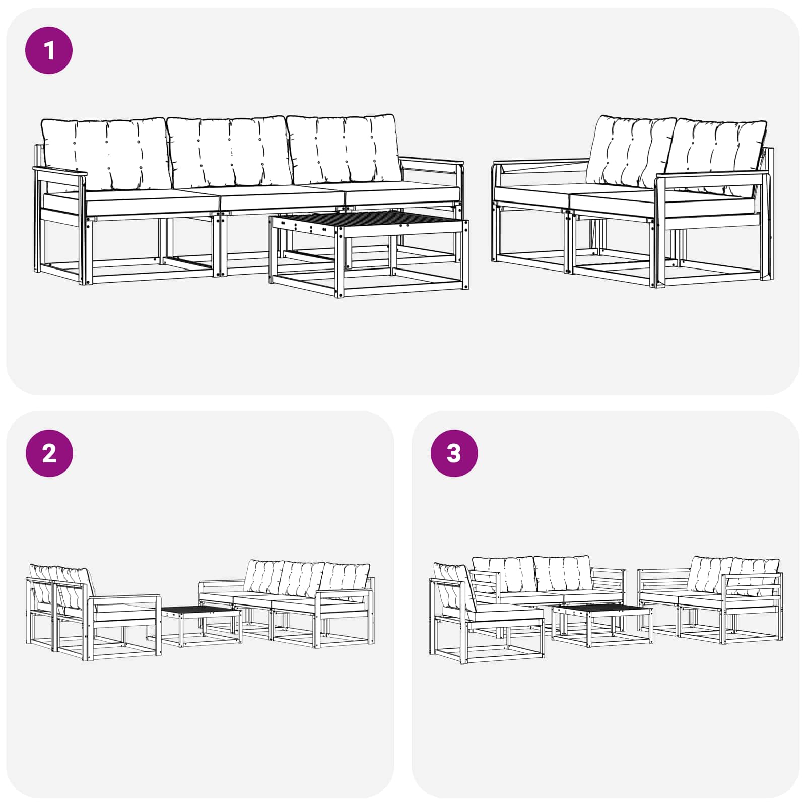 Set vanjskih sofa 6 pcs Bijela i krem 79 x 79 x 37 cm