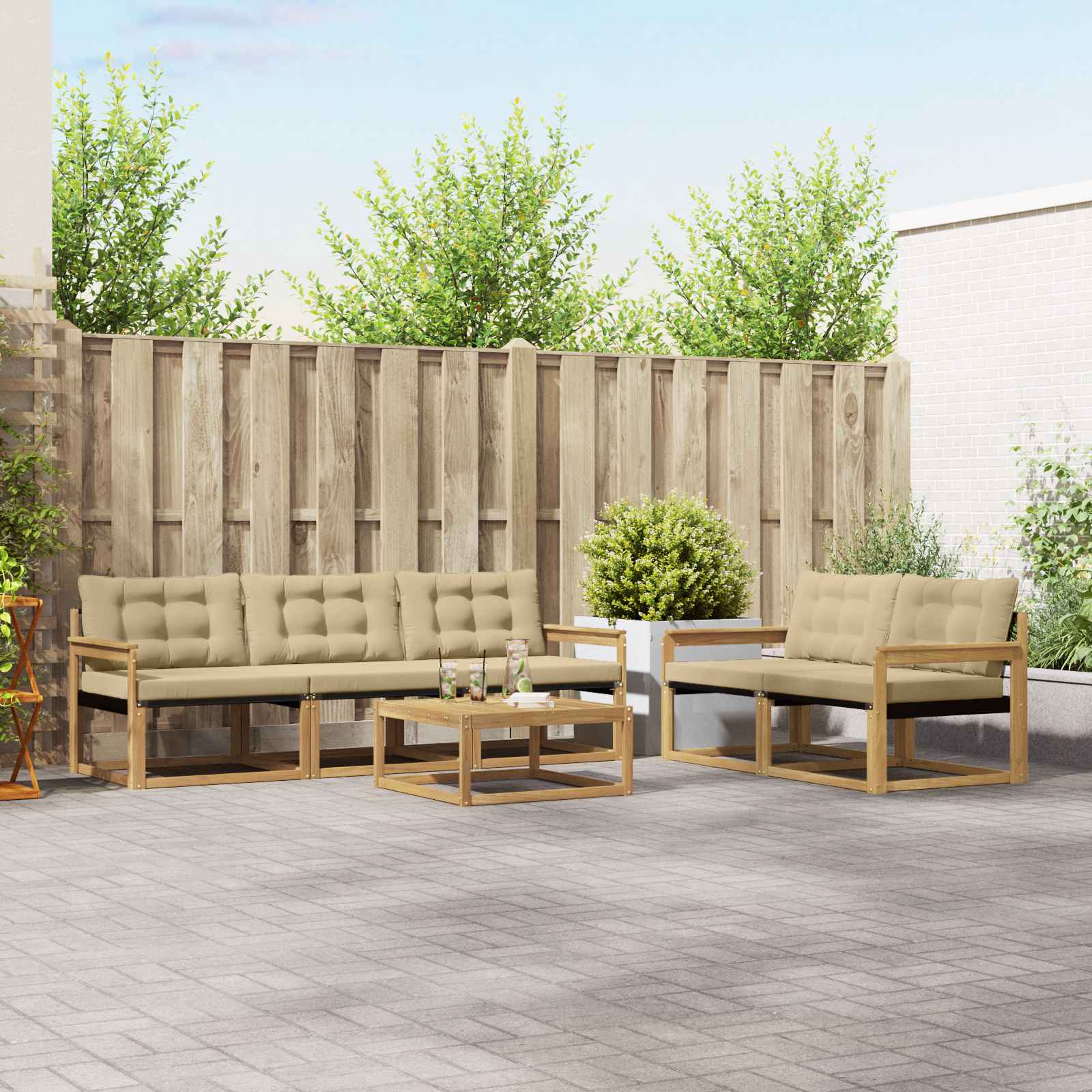Set vanjskih sofa 6 pcs Bijela i bež 79 x 79 x 37 cm
